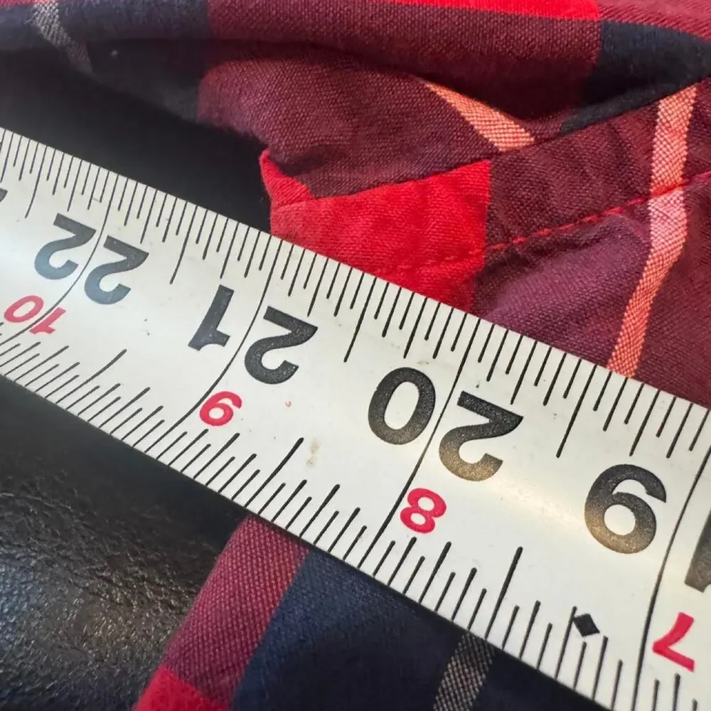 Hollister Women’s Large Red Plaid Hooded Button-Up Shirt Jacket